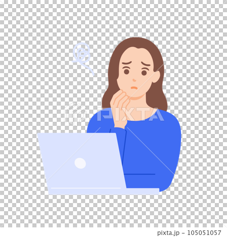 Anxious creators. Vector illustration material of a worried woman. 105051057