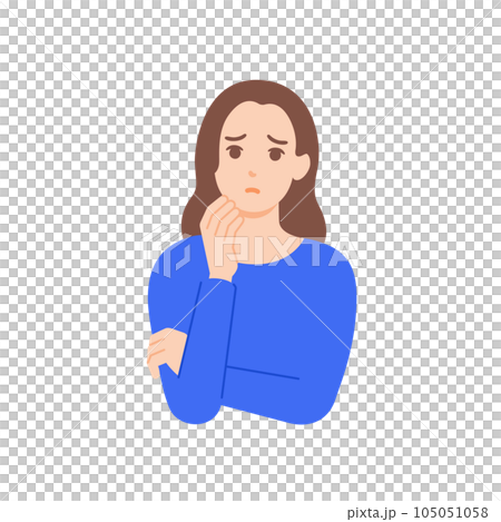 首を傾げる女性。不安を抱えるデザイナーのベクターイラスト素材。 105051058