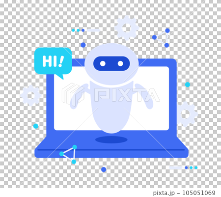 A chatbot that floats in front of your computer. Illustration material of AI that is also a business partner. 105051069