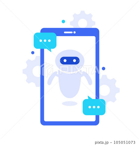 スマートフォンとAI。いつでもどこでもサポートしてくれる人工知能のイラスト素材。 105051073