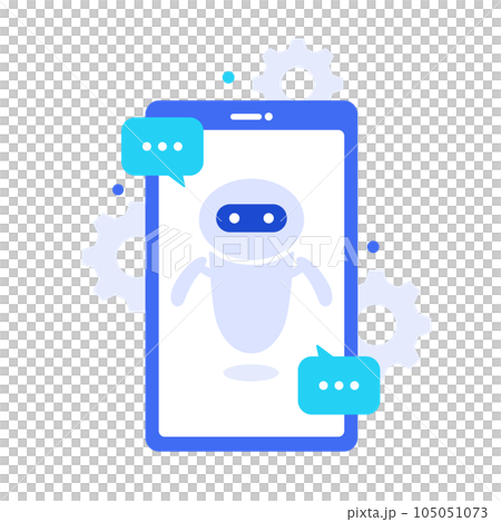 スマートフォンとAI。いつでもどこでもサポートしてくれる人工知能のイラスト素材。 105051073