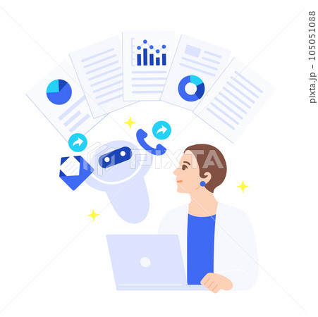 MAを導入しマーケティング活動を自動化したおかげで作業効率が上がったキャリアウーマン。 MAを導入しマーケティング活動を自動化したおかげで作業効率が上がったキャリアウーマン。 105051088