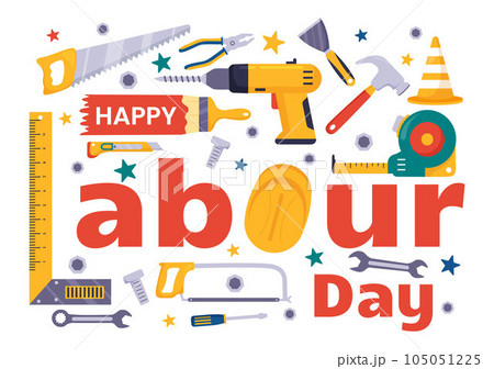 Happy Labor Day Vector Illustration with Various Construction Tools for Workers Buildings in Flat Cartoon Hand Drawn Background Templates Happy Labor Day Vector Illustration with Various Construction Tools for Workers Buildings in Flat Cartoon Hand Drawn Background Templates 105051225
