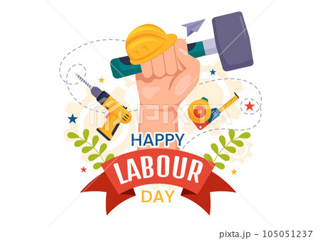 Happy Labor Day Vector Illustration with Various Construction Tools for Workers Buildings in Flat Cartoon Hand Drawn Background Templates Happy Labor Day Vector Illustration with Various Construction Tools for Workers Buildings in Flat Cartoon Hand Drawn Background Templates 105051237