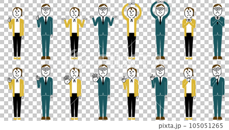 GOOD/BAD, Maru/Batsu, OK/NG, YES/NO... A lively woman and a man with glasses in contrasting poses. GOOD/BAD, Maru/Batsu, OK/NG, YES/NO... A lively woman and a man with glasses in contrasting poses. 105051265