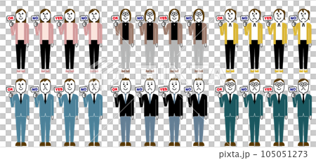 OK/NG、YES/NO...女性和男性的對比卡 105051273