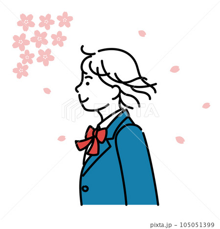 女子学生の横顔シンプルイラスト 桜の季節 女子学生の横顔シンプルイラスト 桜の季節 105051399