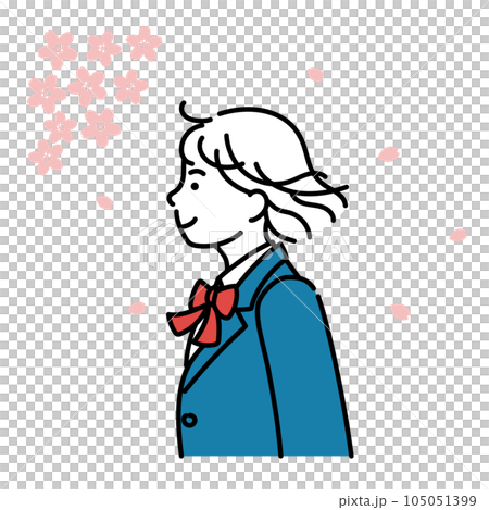 女子学生の横顔シンプルイラスト 桜の季節 女子学生の横顔シンプルイラスト 桜の季節 105051399