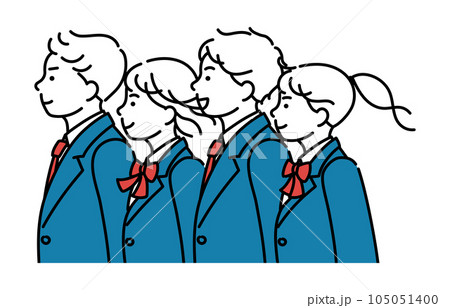 学生達の横顔シンプルイラスト 105051400