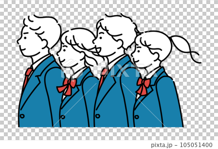 学生達の横顔シンプルイラスト 105051400