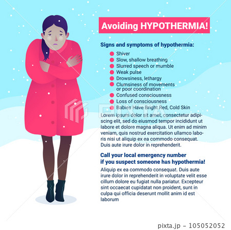 Avoiding hypothermia banner in cartoon style 105052052