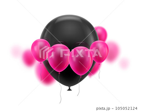 Black ball surrounded small pink 105052124