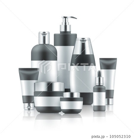 Bllack and silver cosmetic containers 105052310