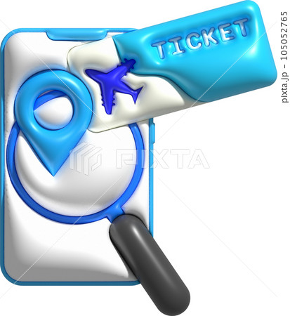 3d illustration Find a place to check in a plane ticket in a mobile phone 105052765