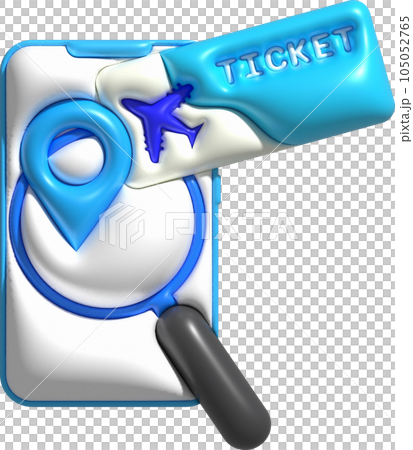 3d illustration Find a place to check in a plane ticket in a mobile phone 105052765