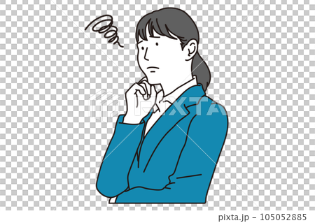 Business woman thinking with her hand on her cheek Business woman thinking with her hand on her cheek 105052885