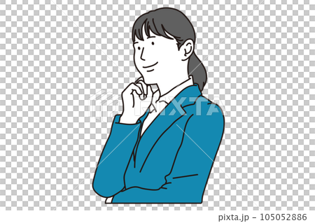 Business woman smiling with her hand on her cheek Business woman smiling with her hand on her cheek 105052886