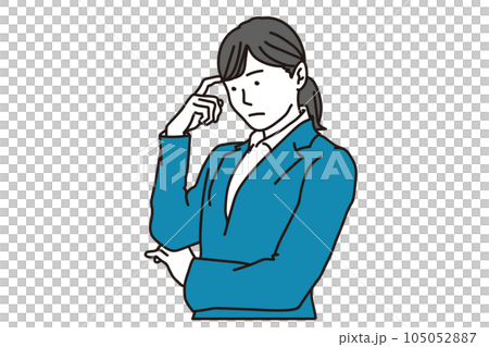 Business woman thinking with her finger on her temple 105052887