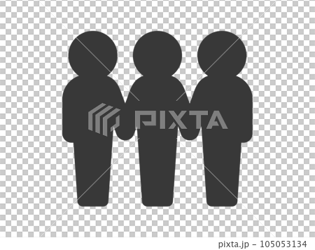 三人站立握手的圖標 — 團隊合作、合作、紐帶、平等的圖像材料 105053134