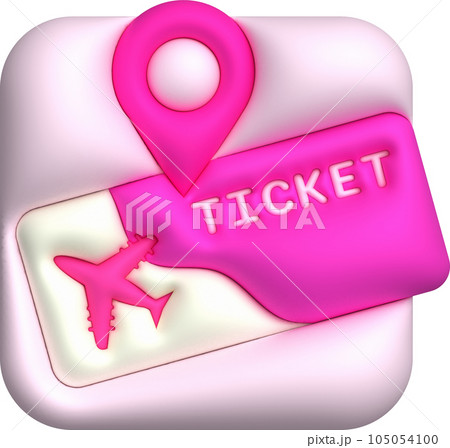 3d illustration flight ticket check in place icon. 3d illustration flight ticket check in place icon. 105054100