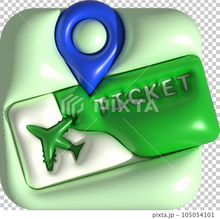 3d illustration flight ticket check in place icon. 105054101