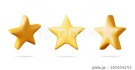 3D Glossy Yellow Star in Different Angles 105054252