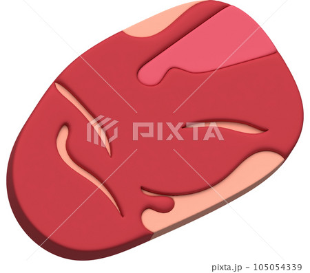 3D illustration. Fresh slices or meat. Marbling of pork or beef tenderloin for steak. 3D illustration. Fresh slices or meat. Marbling of pork or beef tenderloin for steak. 105054339