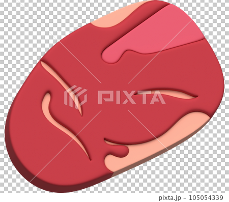 3D illustration. Fresh slices or meat. Marbling of pork or beef tenderloin for steak. 3D illustration. Fresh slices or meat. Marbling of pork or beef tenderloin for steak. 105054339