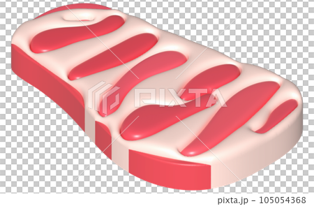 3D illustration. Fresh slices or meat. Marbling of pork or beef tenderloin for steak. 3D illustration. Fresh slices or meat. Marbling of pork or beef tenderloin for steak. 105054368