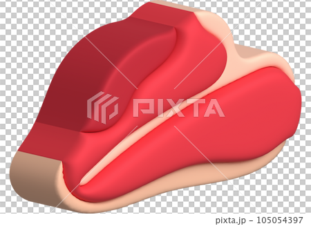 3D illustration. Fresh slices or meat. Marbling of pork or beef tenderloin for steak. 3D illustration. Fresh slices or meat. Marbling of pork or beef tenderloin for steak. 105054397