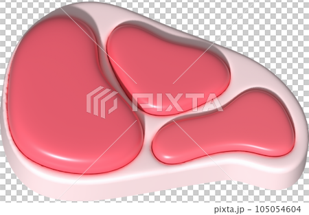 3D illustration. Fresh slices or meat. Marbling of pork or beef tenderloin for steak. 105054604