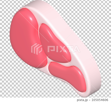 3D illustration. Fresh slices or meat. Marbling of pork or beef tenderloin for steak. 105054606