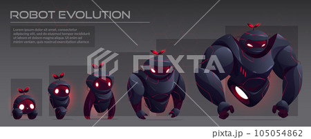 Black ai robot evolution tech infographic vector 105054862