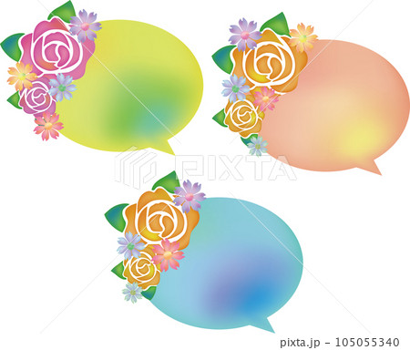 花束の水彩風吹き出しフレームセット 花束の水彩風吹き出しフレームセット 105055340