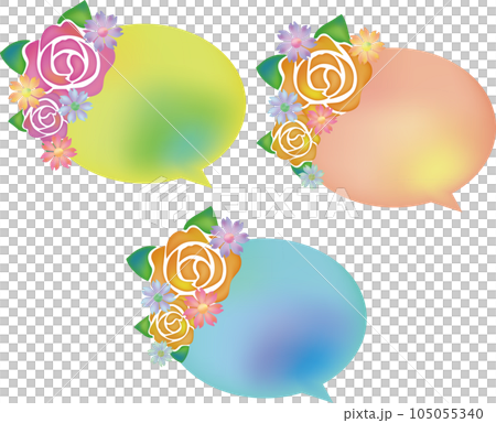 花束の水彩風吹き出しフレームセット 花束の水彩風吹き出しフレームセット 105055340