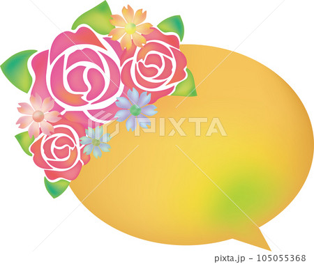 水彩風バラの花束の吹き出しフレームオレンジ 水彩風バラの花束の吹き出しフレームオレンジ 105055368