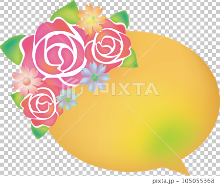 水彩風バラの花束の吹き出しフレームオレンジ 水彩風バラの花束の吹き出しフレームオレンジ 105055368
