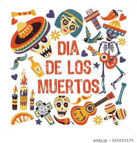 Dia de los Muertos, Mexican Day of Dead greeting card Dia de los Muertos, Mexican Day of Dead greeting card 105055575