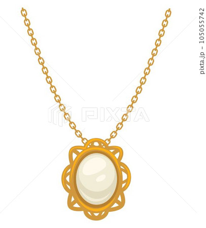 Pendant or necklace of gold with pearl, 1910s style, isolated jewelry Pendant or necklace of gold with pearl, 1910s style, isolated jewelry 105055742