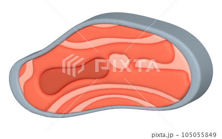 3D illustration, thick slices of raw salmon of fresh sashimi or trout sashimi 3D illustration, thick slices of raw salmon of fresh sashimi or trout sashimi 105055849