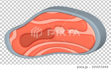 3D illustration, thick slices of raw salmon of fresh sashimi or trout sashimi 105055849