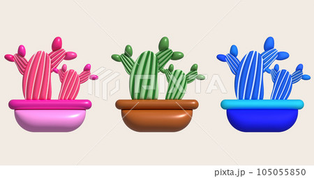 3d illustration, cactus and aloe vera desert thorn plant cactus and tropical house plants. 3d illustration, cactus and aloe vera desert thorn plant cactus and tropical house plants. 105055850