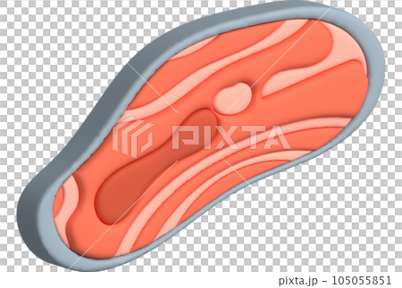 3D illustration, thick slices of raw salmon of fresh sashimi or trout sashimi 3D illustration, thick slices of raw salmon of fresh sashimi or trout sashimi 105055851