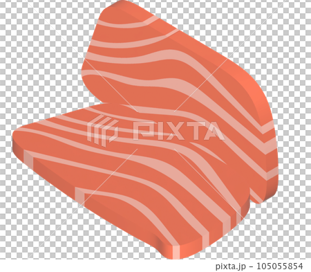 3D illustration, thick slices of raw salmon of fresh sashimi or trout sashimi 3D illustration, thick slices of raw salmon of fresh sashimi or trout sashimi 105055854