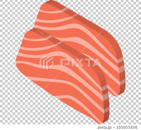 3D illustration, thick slices of raw salmon of fresh sashimi or trout sashimi 3D illustration, thick slices of raw salmon of fresh sashimi or trout sashimi 105055856