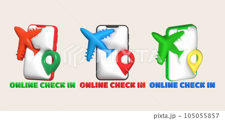 3d illustration Find a place to check in a plane ticket in a mobile phone 105055857
