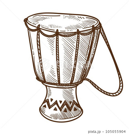 Tom tom or drum isolated sketch, musical instrument 105055904