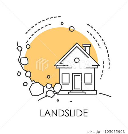 Natural disaster, landslide isolated icon, stones fall from rock 105055908