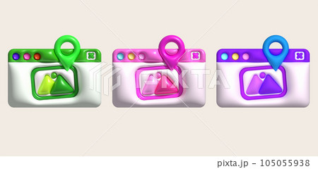 3d illustration pop up app window check in place in photo. 105055938