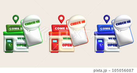 3D illustration. Check-in at a shop that travels on the phone online 105056087